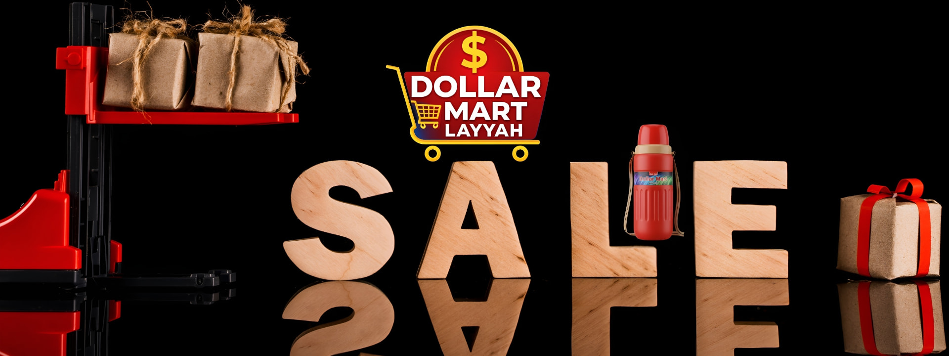 Sale at Dollar Mart Layyah — bottles, gifts and daily essentials
